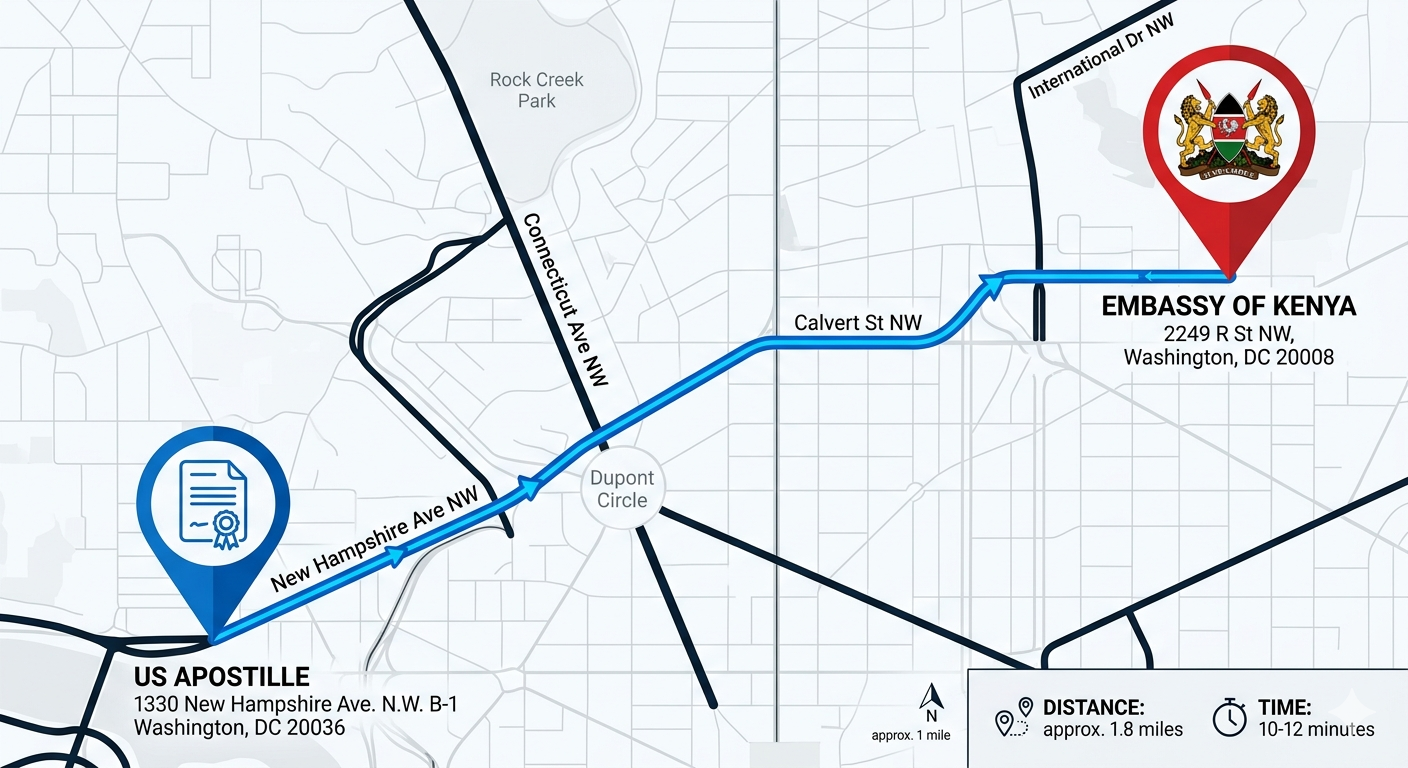 Map of Kenya Embassy Legalization & Authentication Services